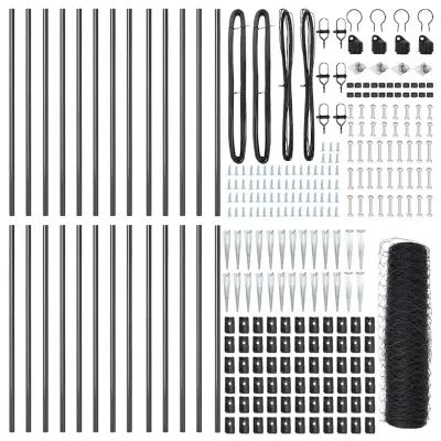 vidaXL Ogrodje s stebri Siva 0.6 x 50 m Jeklo s PVC premazom