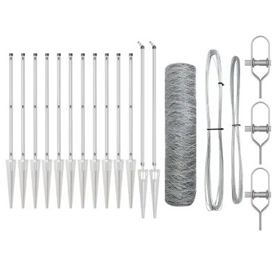 vidaXL Ogrodje s stebri srebrna 0.8 x 10 m Jeklo s PVC premazom