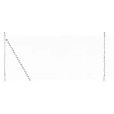 vidaXL Ogrodje s stebri srebrna 1 x 10 m Jeklo s PVC premazom