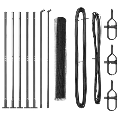 vidaXL Ogrodje s stebri Siva 1 x 10 m Jeklo s PVC premazom