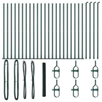 vidaXL Ogrodje s stebri Zelena 1.5 x 50 m Jeklo s PVC premazom