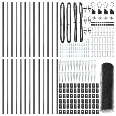 vidaXL Ogrodje s stebri Siva 0.5 x 50 m Jeklo s PVC premazom