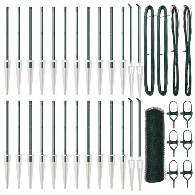 vidaXL Ogrodje s stebri Zelena 0.8 x 50 m Jeklo s PVC premazom