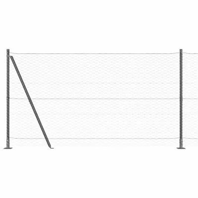 vidaXL Ogrodje s stebri Siva 1.2 x 50 m Jeklo s PVC premazom