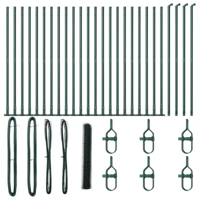 vidaXL Ogrodje s stebri Zelena 1.2 x 50 m Jeklo s PVC premazom