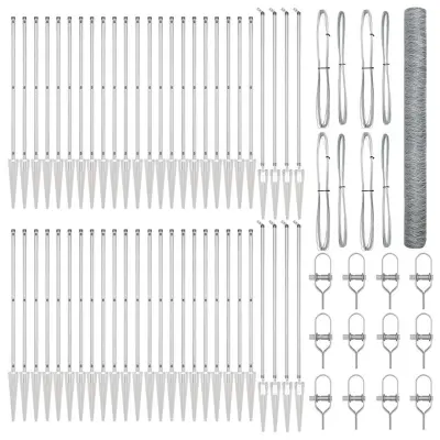 vidaXL Ogrodje s stebri srebrna 1.5 x 100 m Jeklo s PVC premazom