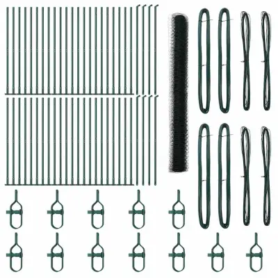 vidaXL Ogrodje s stebri Zelena 1.5 x 100 m Jeklo s PVC premazom