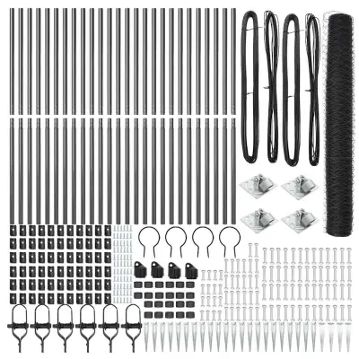 vidaXL Ogrodje s stebri Siva 1.4 x 50 m Jeklo s PVC premazom