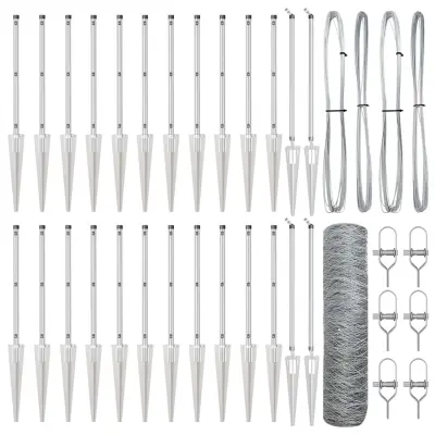 vidaXL Ogrodje s stebri srebrna 0.4 x 50 m Jeklo s PVC premazom