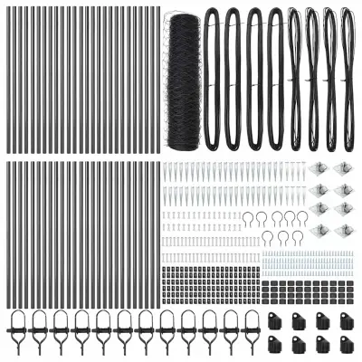 vidaXL Ogrodje s stebri Siva 0.4 x 100 m Jeklo s PVC premazom