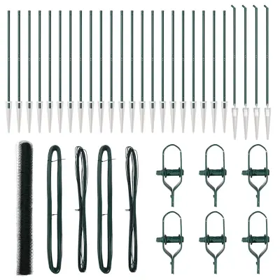 vidaXL Ogrodje s stebri Zelena 1.5 x 50 m Jeklo s PVC premazom