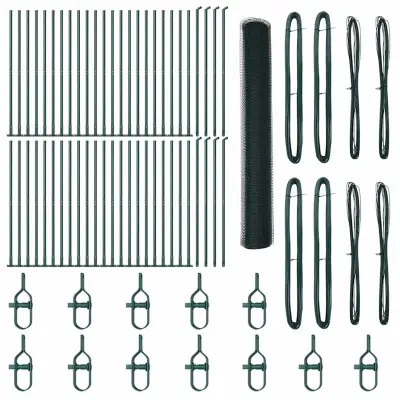 vidaXL Ogrodje s stebri Zelena 1.2 x 100 m Jeklo s PVC premazom