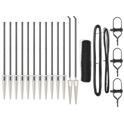 vidaXL Ogrodje s stebri Siva 0.5 x 25 m Jeklo s PVC premazom