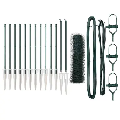 vidaXL Ogrodje s stebri Zelena 0.6 x 25 m Jeklo s PVC premazom