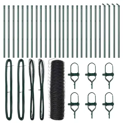 vidaXL Ogrodje s stebri Siva 0.5 x 50 m Jeklo s PVC premazom