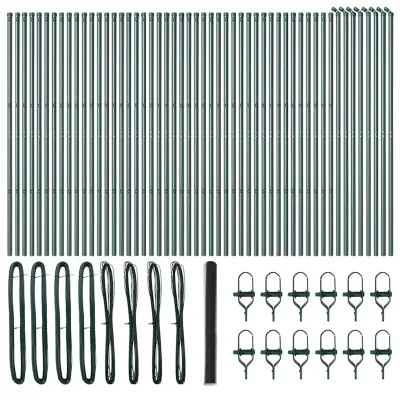 vidaXL Ogrodje s stebri Siva 1.5 x 100 m Jeklo s PVC premazom