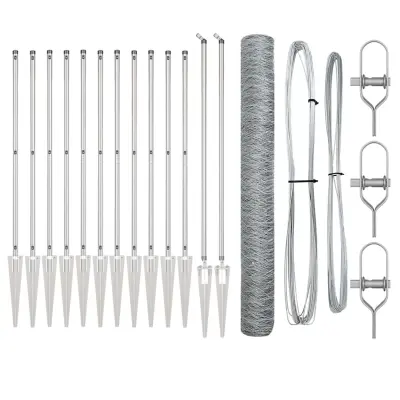 vidaXL Ogrodje s stebri srebrna 1.2 x 10 m Jeklo s PVC premazom