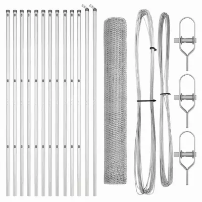 vidaXL Ogrodje s stebri srebrna 1 x 25 m Jeklo s PVC premazom