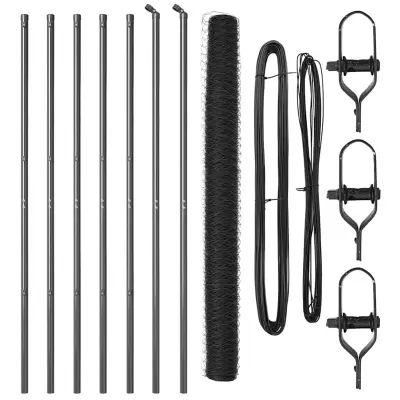 vidaXL Ogrodje s stebri Siva 1.6 x 10 m Jeklo s PVC premazom