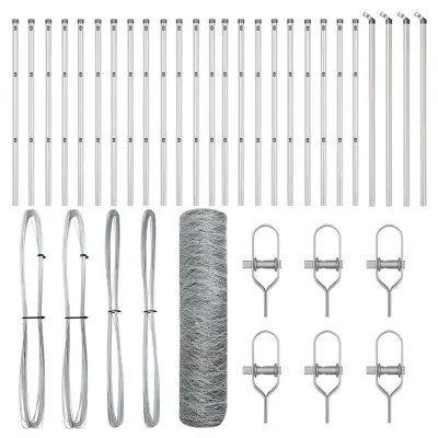 vidaXL Ogrodje s stebri srebrna 0.5 x 50 m Jeklo s PVC premazom