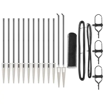 vidaXL Ogrodje s stebri Siva 0.8 x 25 m Jeklo s PVC premazom