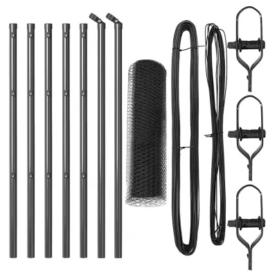 vidaXL Ogrodje s stebri Siva 0.8 x 10 m Jeklo s PVC premazom