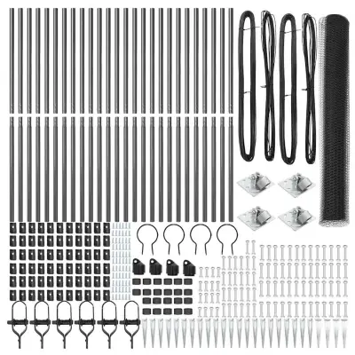 vidaXL Ogrodje s stebri Siva 1.4 x 50 m Jeklo s PVC premazom