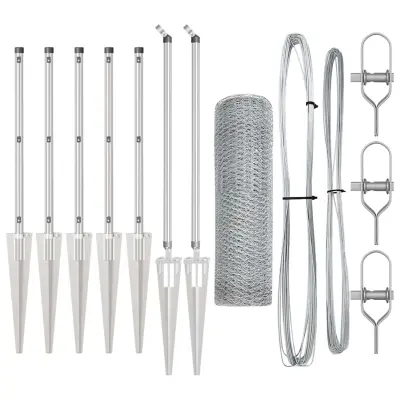 vidaXL Ogrodje s stebri srebrna 0.5 x 10 m Jeklo s PVC premazom