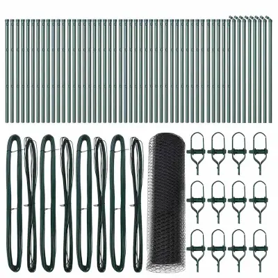 vidaXL Ogrodje s stebri Siva 0.5 x 100 m Jeklo s PVC premazom