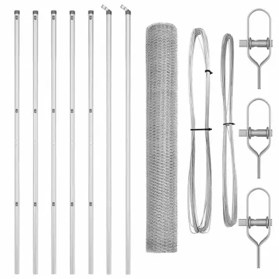 vidaXL Ogrodje s stebri srebrna 1 x 10 m Jeklo s PVC premazom