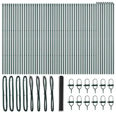 vidaXL Ogrodje s stebri Siva 1 x 100 m Jeklo s PVC premazom
