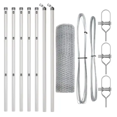 vidaXL Ogrodje s stebri srebrna 0.8 x 10 m Jeklo s PVC premazom