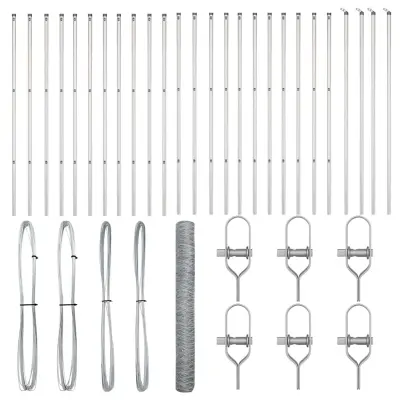 vidaXL Ogrodje s stebri srebrna 1.2 x 50 m Jeklo s PVC premazom