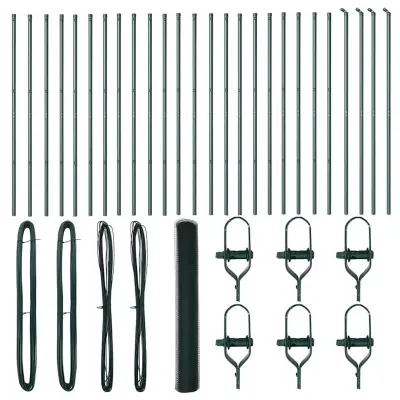 vidaXL Ogrodje s stebri Zelena 1.2 x 50 m Jeklo s PVC premazom