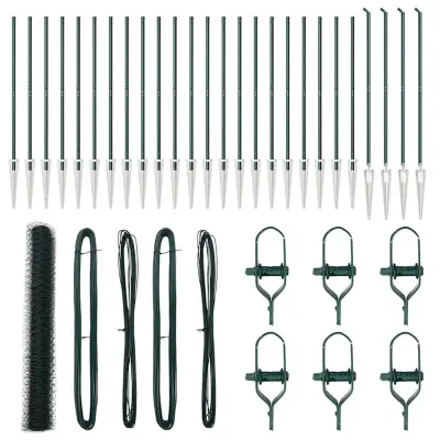 vidaXL Ogrodje s stebri Zelena 1.2 x 50 m Jeklo s PVC premazom