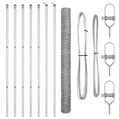 vidaXL Ogrodje s stebri srebrna 1.6 x 10 m Jeklo s PVC premazom