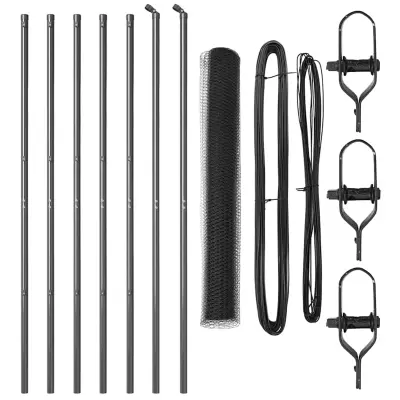 vidaXL Ogrodje s stebri Siva 1.4 x 10 m Jeklo s PVC premazom