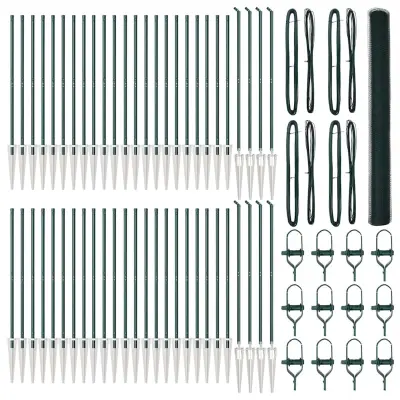 vidaXL Ogrodje s stebri Zelena 1.5 x 100 m Jeklo s PVC premazom