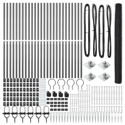 vidaXL Ogrodje s stebri Siva 1.6 x 50 m Jeklo s PVC premazom