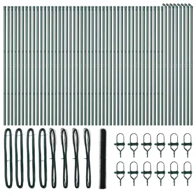 vidaXL Ogrodje s stebri Zelena 1.6 x 100 m Jeklo s PVC premazom
