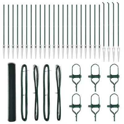 vidaXL Ogrodje s stebri Zelena 1.4 x 50 m Jeklo s PVC premazom