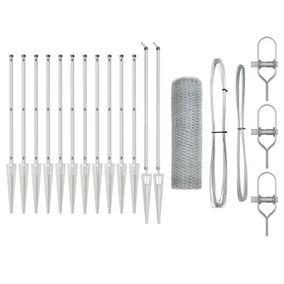 vidaXL Ogrodje s stebri srebrna 0.5 x 25 m Jeklo s PVC premazom