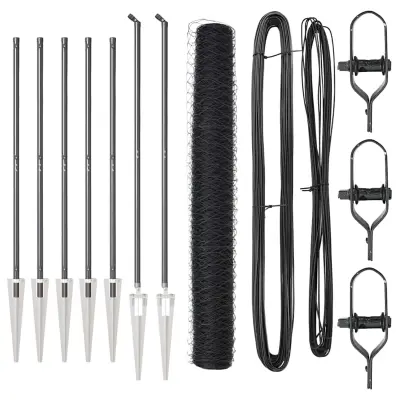 vidaXL Ogrodje s stebri Siva 1.4 x 10 m Jeklo s PVC premazom