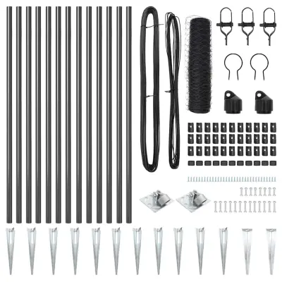 vidaXL Ogrodje s stebri Siva 0.8 x 25 m Jeklo s PVC premazom