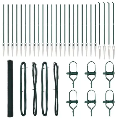 vidaXL Ogrodje s stebri Zelena 1.6 x 50 m Jeklo s PVC premazom