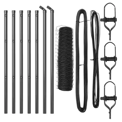 vidaXL Ogrodje s stebri Siva 0.4 x 10 m Jeklo s PVC premazom