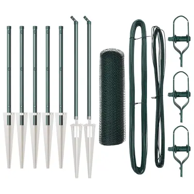 vidaXL Ogrodje s stebri Zelena 0.8 x 10 m Jeklo s PVC premazom