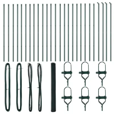 vidaXL Ogrodje s stebri Zelena 1.5 x 50 m Jeklo s PVC premazom