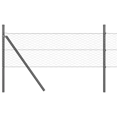 vidaXL Ogrodje s stebri Siva 0.5 x 10 m Jeklo s PVC premazom
