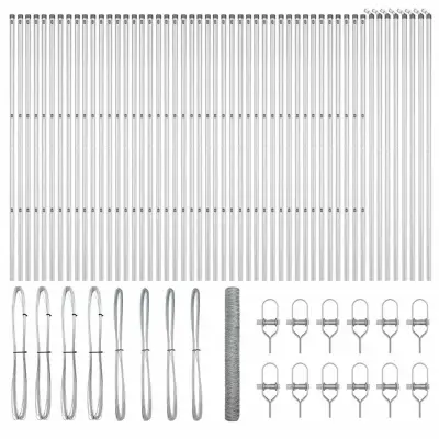 vidaXL Ogrodje s stebri srebrna 1.4 x 100 m Jeklo s PVC premazom
